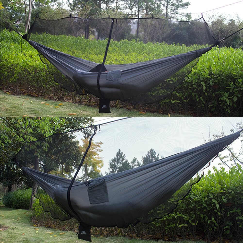 Hamac Moustiquaire Extérieur - H3965 - Noir - 290x140cm - Jardin