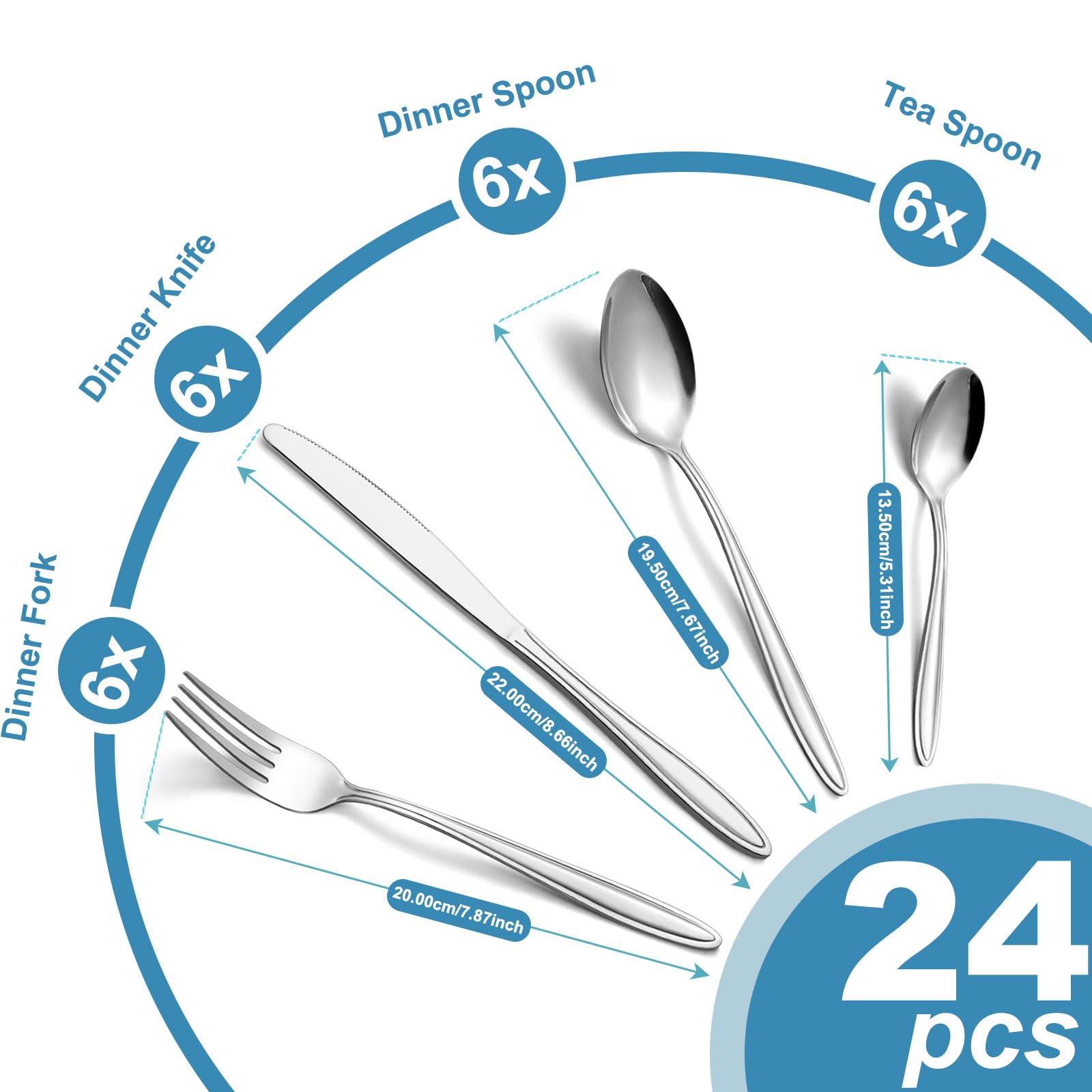 24 Fourchettes à Dessert Gifcomda - Acier Inoxydable 14.5cm Pour Fêtes Et Maison