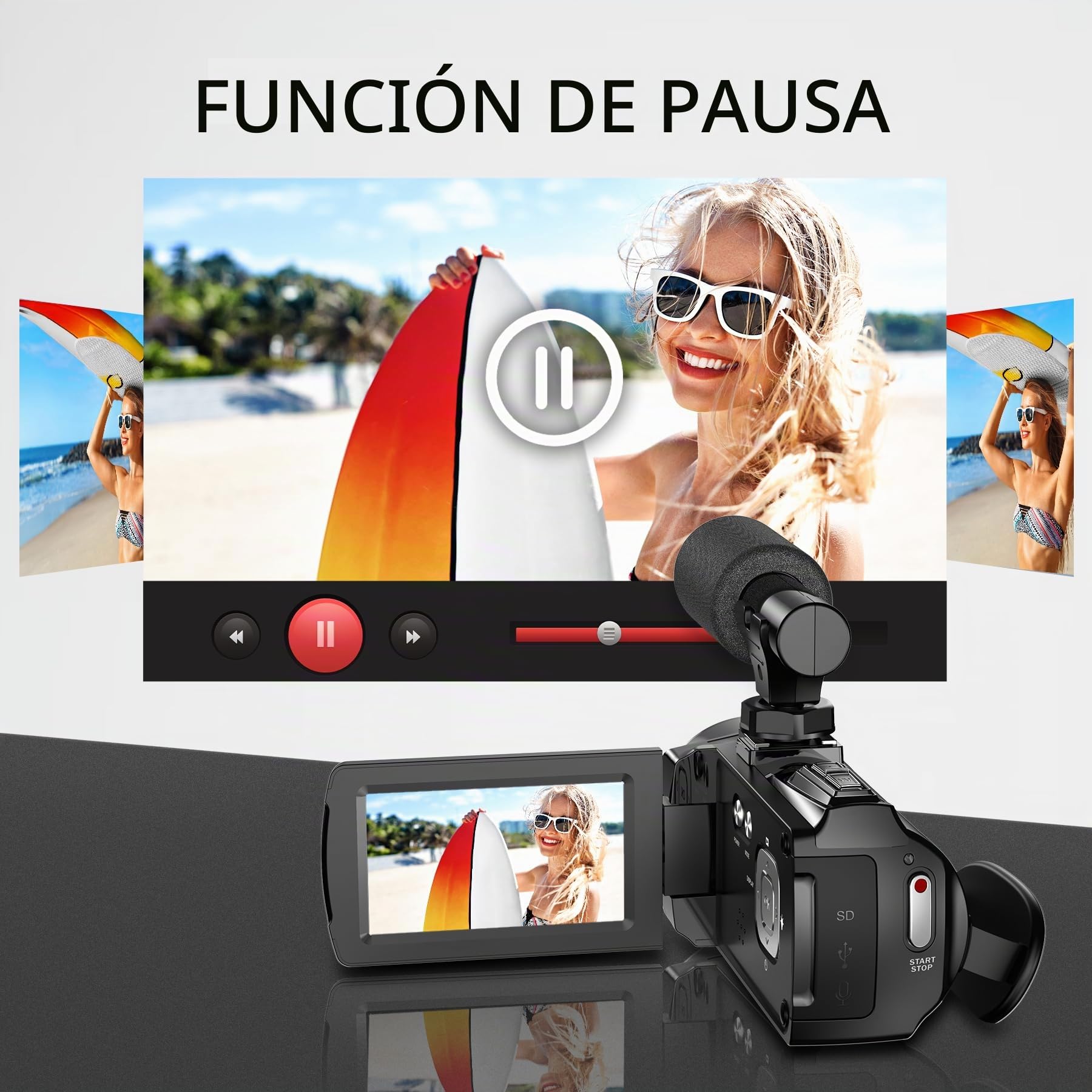 Cámara de vídeo de 4K, 36 MP, para cámara Digital Youtube 30 FPS de 3,0 Pulgadas, 270°, con Zoom Digital, trípode,32G SD & Baterías