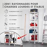 EASYmaxx Étagère pour Charges Lourdes 40 x 40 x 180 cm | Charge Maximale 875 kg et 175 kg par Niveau | Établi avec 5 Étagères Réglables | pour Cave, Garage, Salle - 2