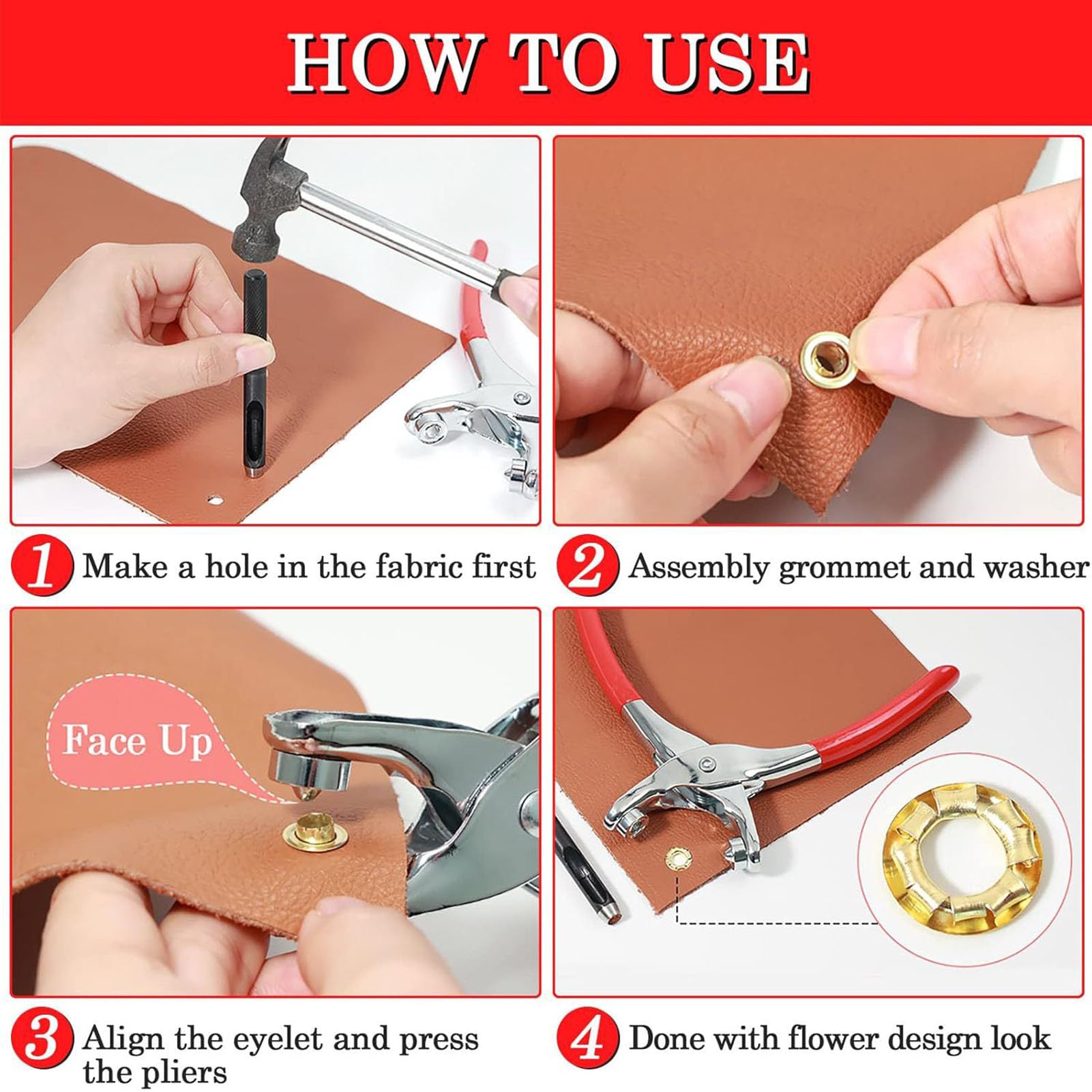 perforadora, Kit de alicates for ojales metal con 1/2 pulgada for manualidades, herramienta perforadora 12 mm for cuero y lonas