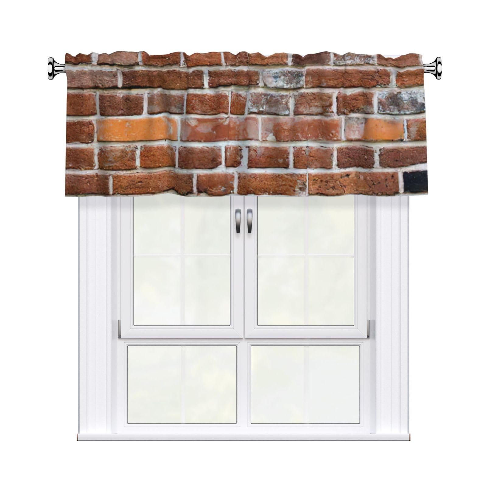 aacxzff Old Brick Wall Print Curtain Valance 54"x18" (WxL) for Kitchens Bathrooms Bedrooms Balconies Living Rooms