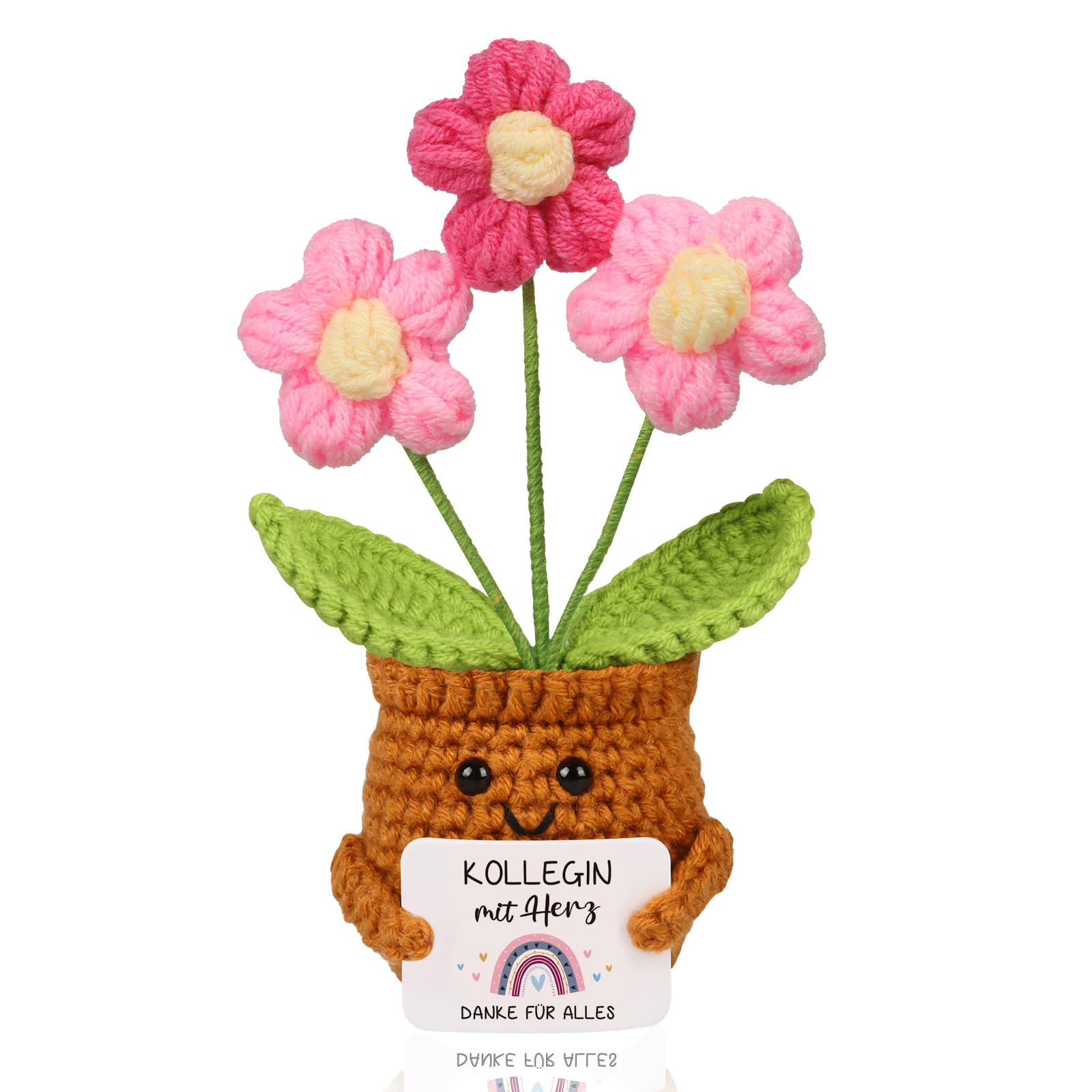 WenmthG Pocket Hug Positive Rosa Blumen Dankeschön Geschenke Geschenk für Kollegen Kollegin Chef, Dank Geschenk Anti Stress Abschied Büro für Kollegen Positive Kartoffel Deutsch Ersatz