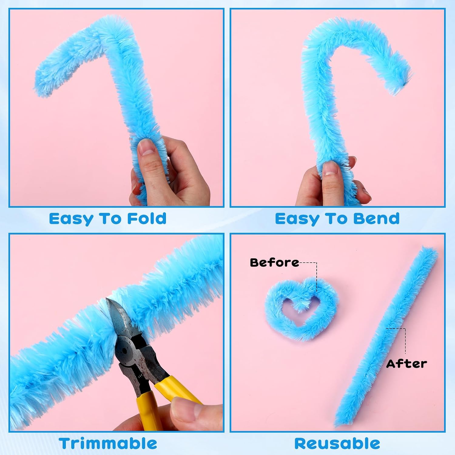 Hotop 60 Pieces Extra Thick Pipe Cleaners 30mm Jumbo Chunky Chenille Stems Craft Supplies Pipe Cleaners for Beginners DIY Art Crafts Decorations(Lake Blue)