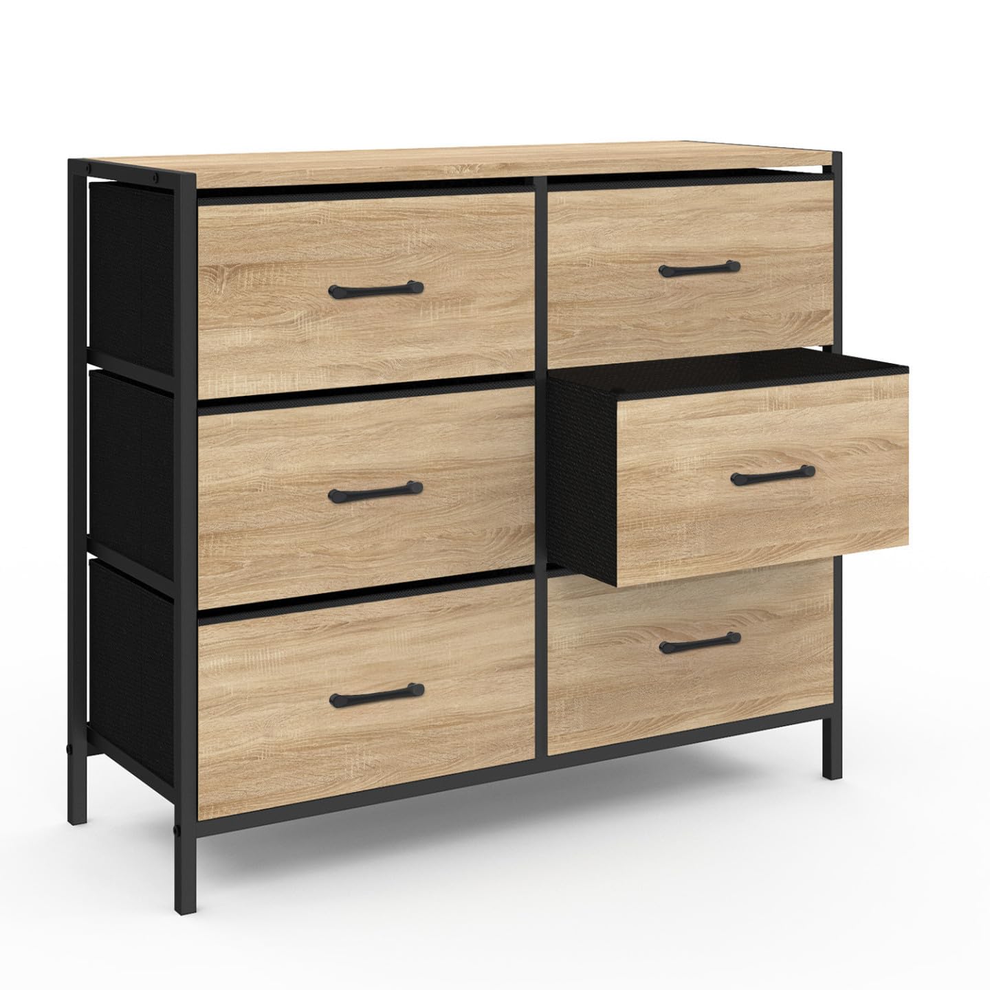 IDMarket - Commode 6 tiroirs en Tissu Utah 80 cm Meuble de Rangement Design Industriel