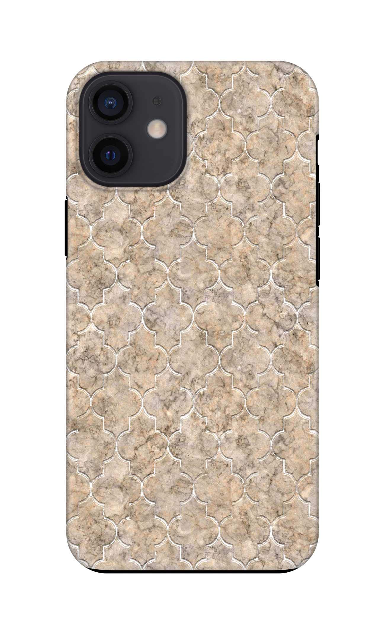 Stylizedd Case Compatible with iPhone 12 Mini Tough Pro Series Dual Layer hybrid PC + TPU Mobile Cover Shield with Inner TPU Protection in Matte Finish Print - Arabesque Tiles