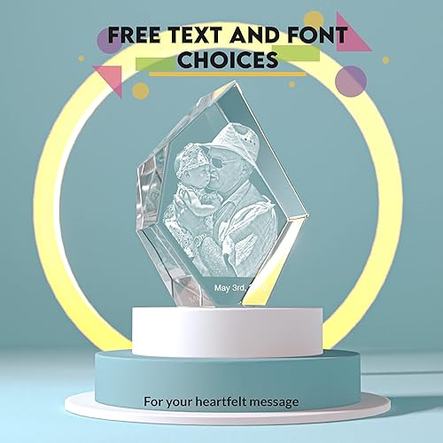 Miniatura 7 de Crystal Clear Memories Foto de cristal 3D, regalos de Navidad personalizados con tu propia foto para mamá, papá, hombres, mujeres, imagen grabada