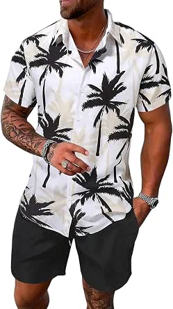 HANMAX Womens Summer 2 Piece Beach Outfits Tropical Printed...