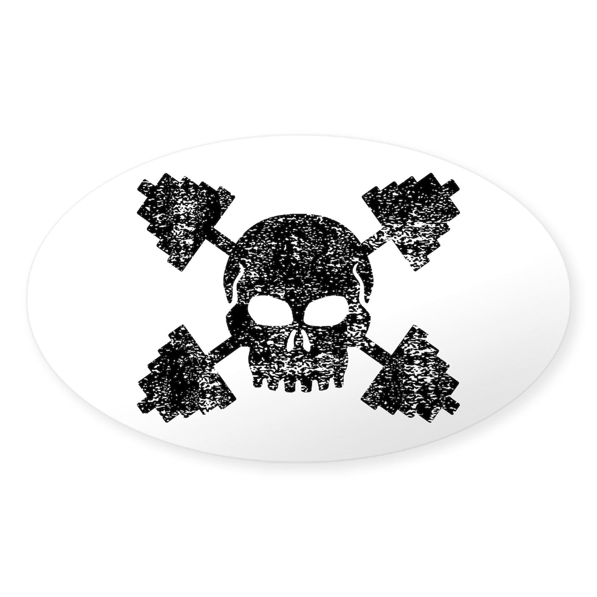 CafePress Weightlifting Skull Oval Car Bumper Sticker