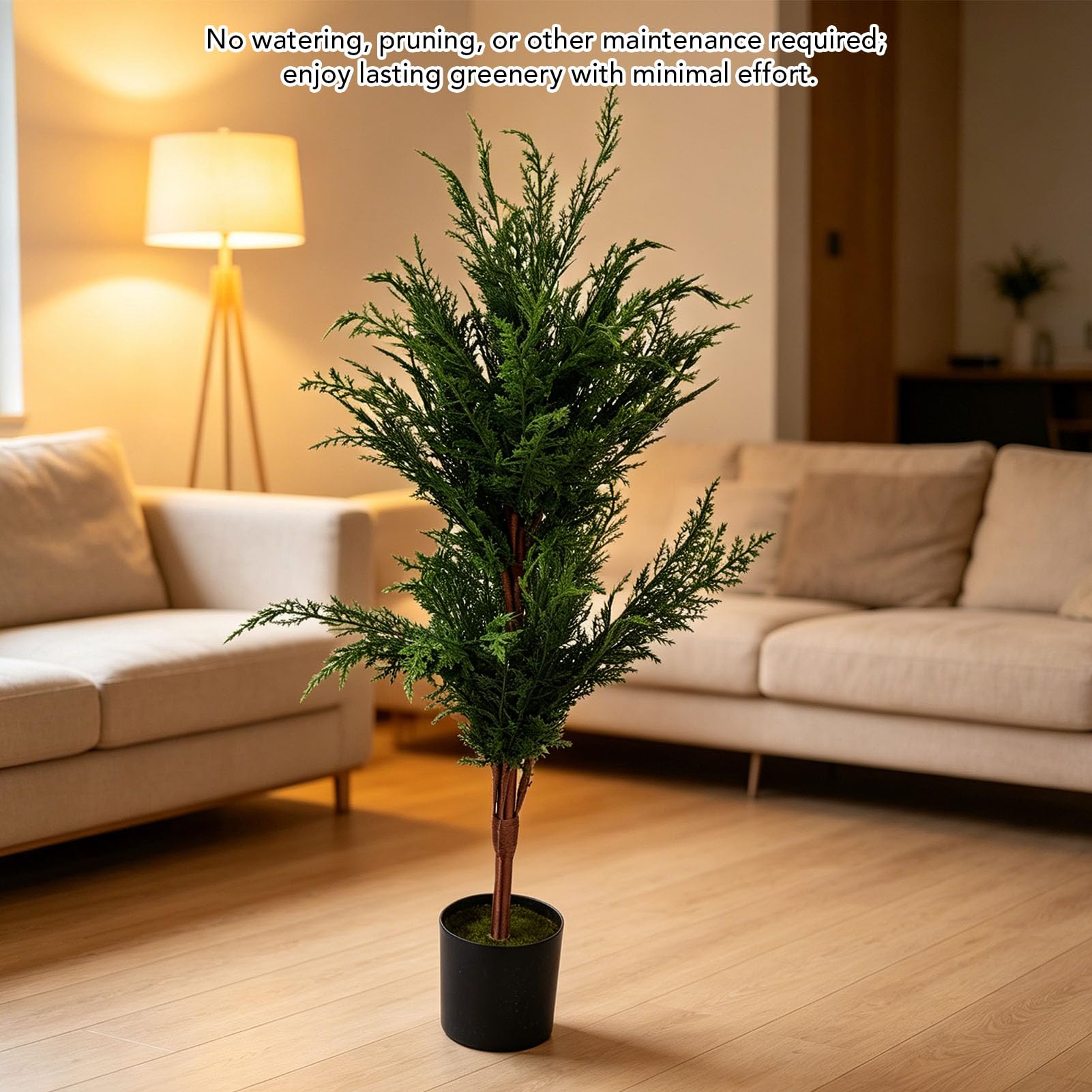 Künstlicher Weihnachtsbaum, Zypressenbaum Im Topf, mit 9 Leuchtmodi for Weihnachtsdekoration Im Wohnzimmer und Büro (90cm)