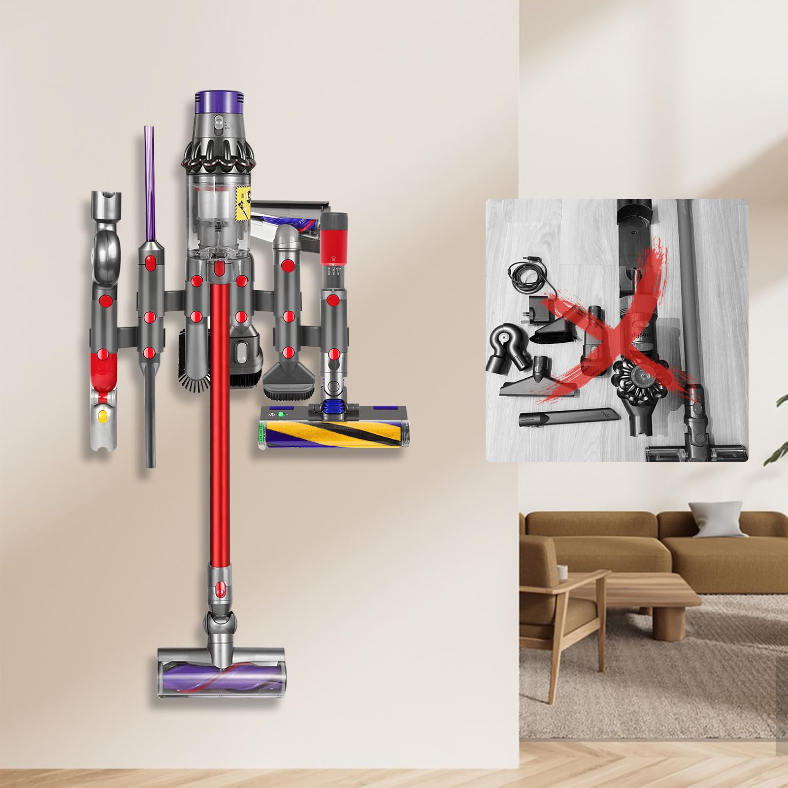 URHELP 2 Stück Zubehör Halterung für Dyson V7 V8 V10 V11 V15, wandhalterung aufbewahrung für Dyson, Dockingstation Wandhalterung Befestigungen Küche, Haushalt & Wohnen