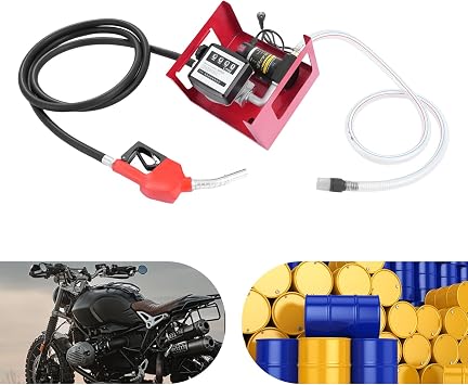 Dieselpumpe 230V Heizölpumpe Premium Kraftstoffpumpe selbstansaugende Ölpumpe mobile Tankstellen mit Schläuchen und Zapfpistole Griff Hof Tankstelle Tankanlage Diesel Heizöl Pumpe