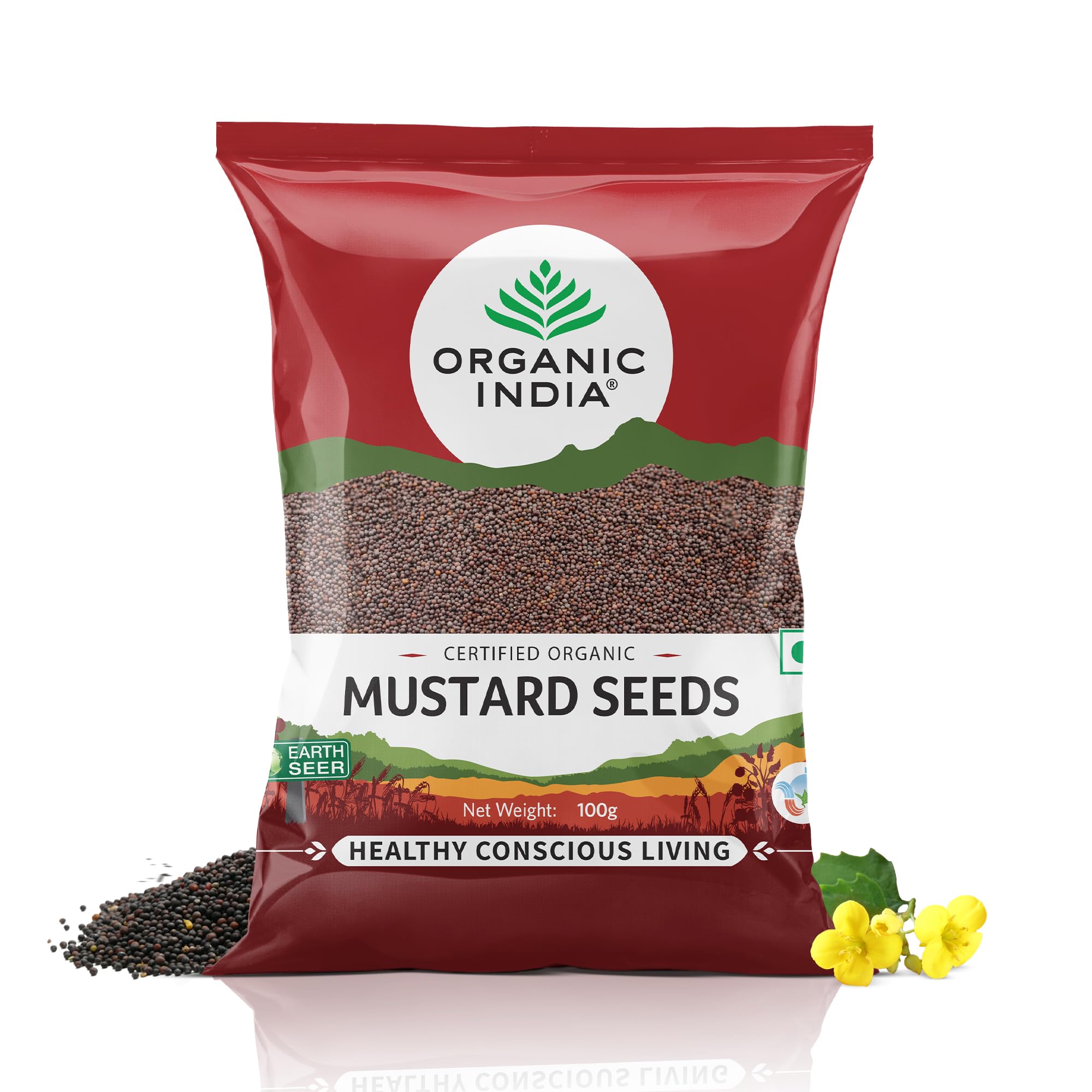 ORGANIC INDIA Aromatic, Anti-Oxidant Rich, Anti-Inflammatory and Good for Digestion Organic Mustard Seeds-100gm