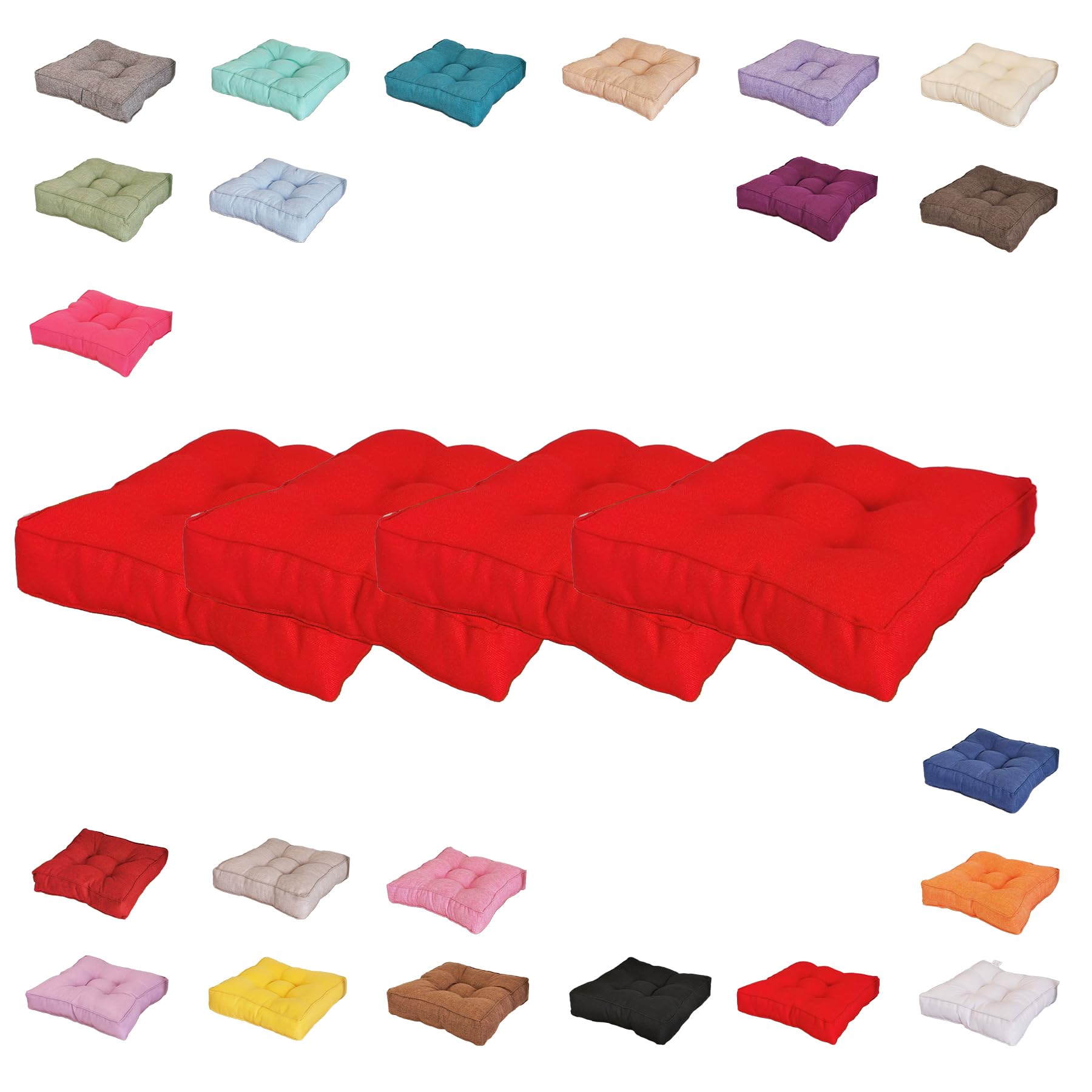 Almohadas de suelo 9 cm de grosor Loun Cush juego 440 x 40 cm color rojo