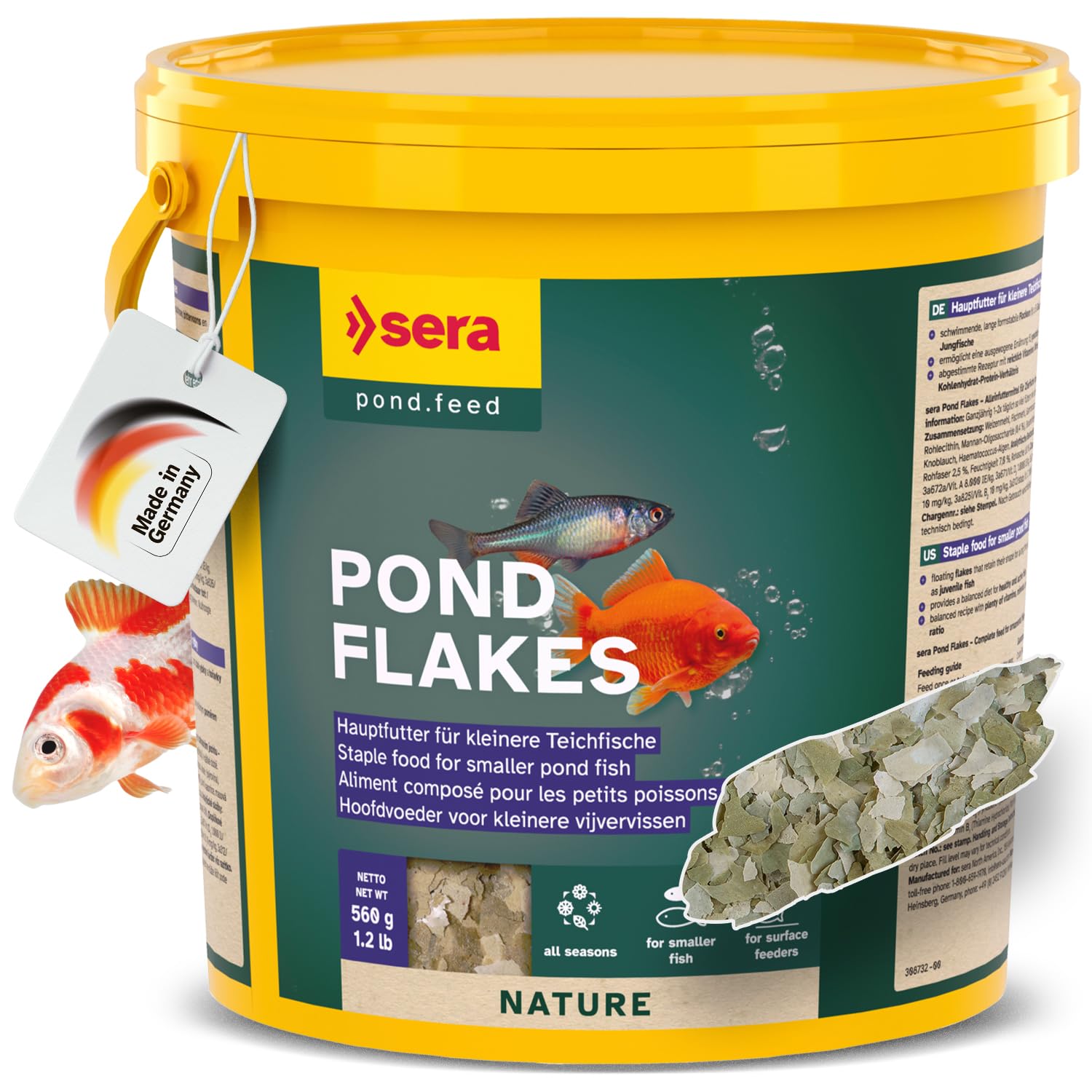 sera 1 Piece Pond Flakes Fish Food, 1.3 lb/3800 ml