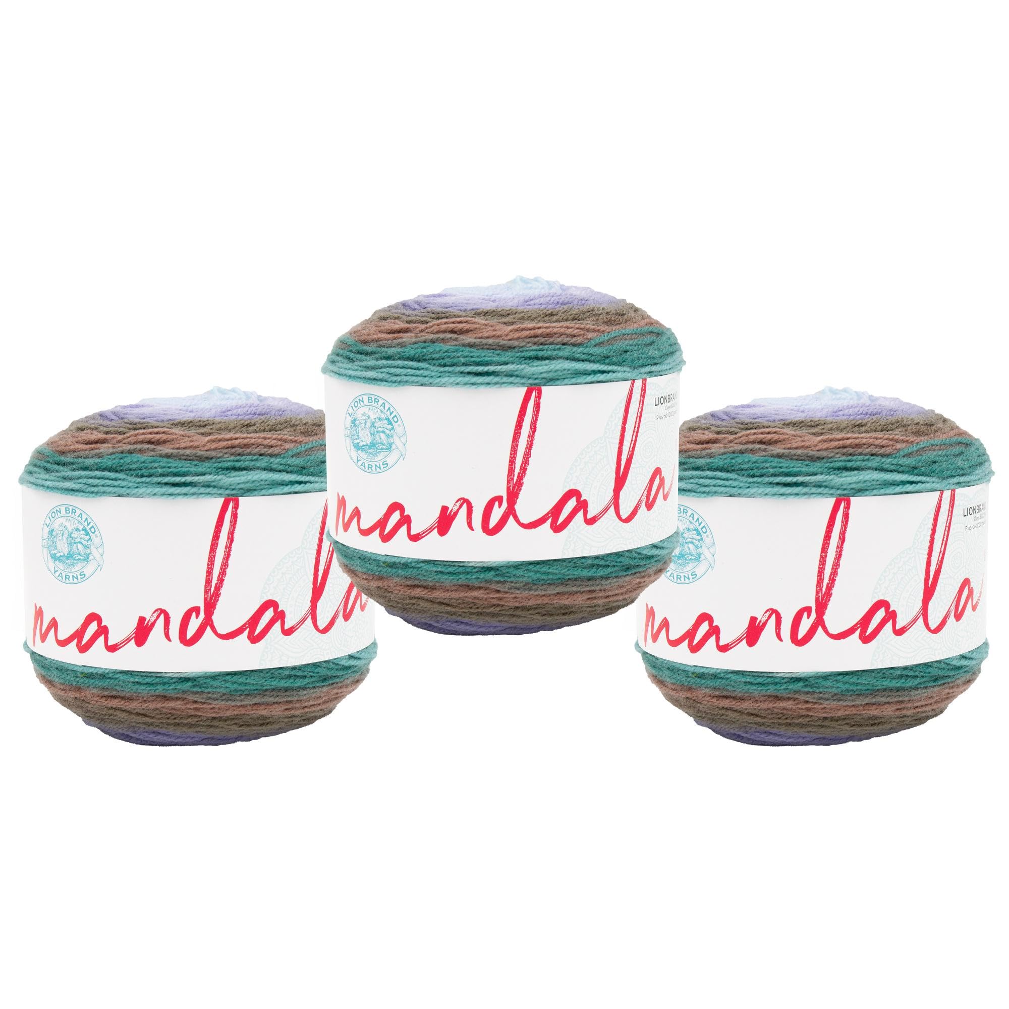 Lion Brand Yarn Mandala, Multicolor Yarn for Knitting, Crochet and Crafting, Bowser, 3 Pack
