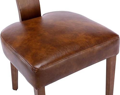 Miniatura 5 de VESCASA Sillas de comedor tapizadas con patas de madera, sillas de comedor acolchadas de piel sintética moderna de mediados de siglo con respaldo