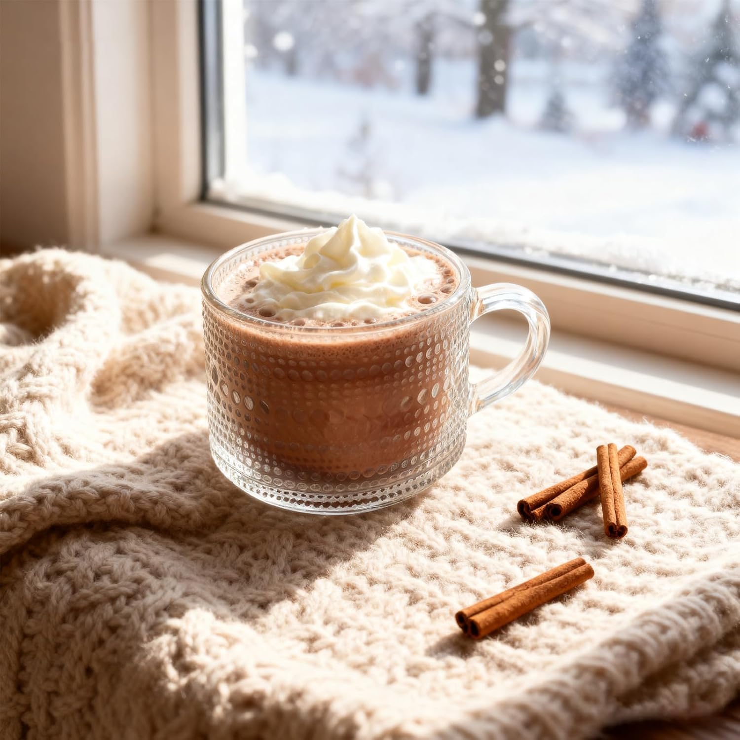 12 Pcs Vintage Coffee Mugs with Handle 14 oz Stackable Glass Water Cups Clear Embossed Tea Cups for Yogurt Dessert Cappuccino Latte - Image 5