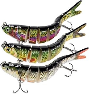 CATCHRO 3PCS Bass Fishing Lures Set, Multi Jointed Glide Baits for Bass & Musky Lures, Realistic Top Water Lures and Swim Bait Fishing Stuff for Freshwater & Saltwater Anglers