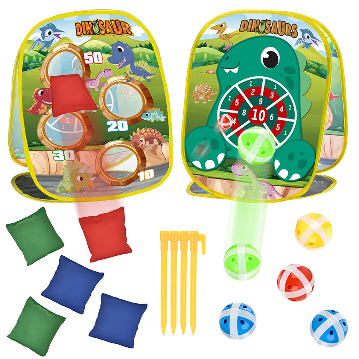 OSQI Toddler Toys Bean Bag Toss Game Toy for Kids Ages 2 3 4 5 Year Old, Family Party Party Supplies Outdoor Toss Game Gift for Boys Girls, Include 6-Beanbags 6-Sticky Balls