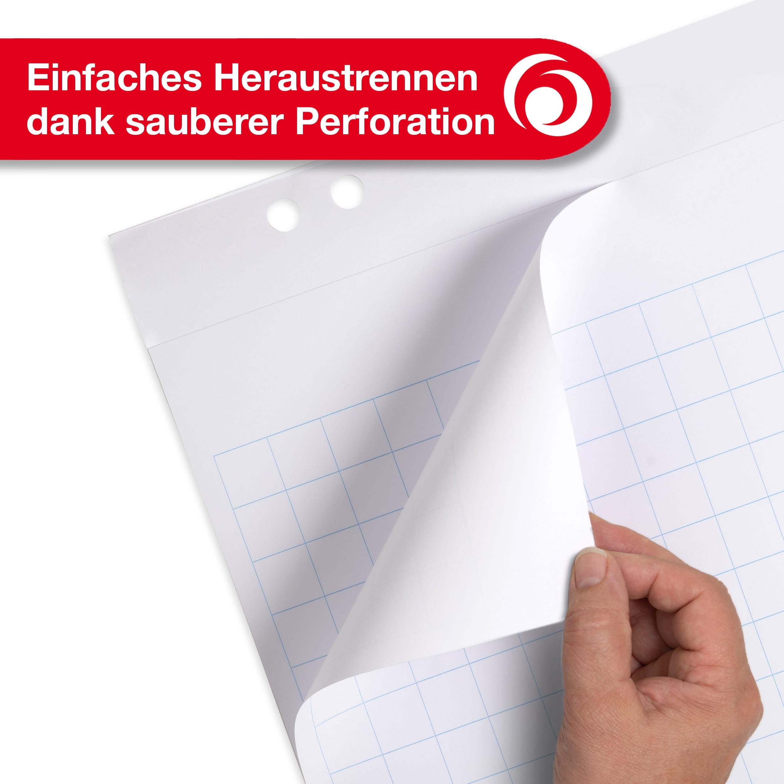 herlitz Flipchartpapier, kariert, mit 20 Blatt je Block, flachliegend, 6 fach Lochung, 10 Stück