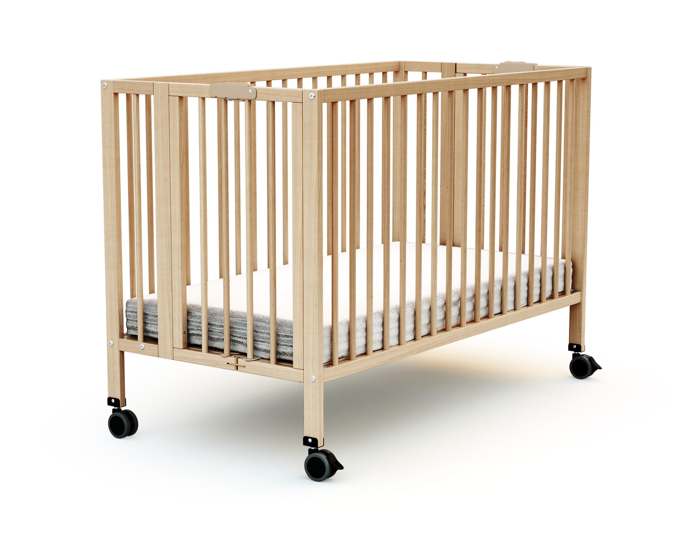 AT4 - Lettino bambini pieghevole ESSENTIEL legno - Faggio verni - 60 x 120-124,5 x 64,5 x 87,5 cm
