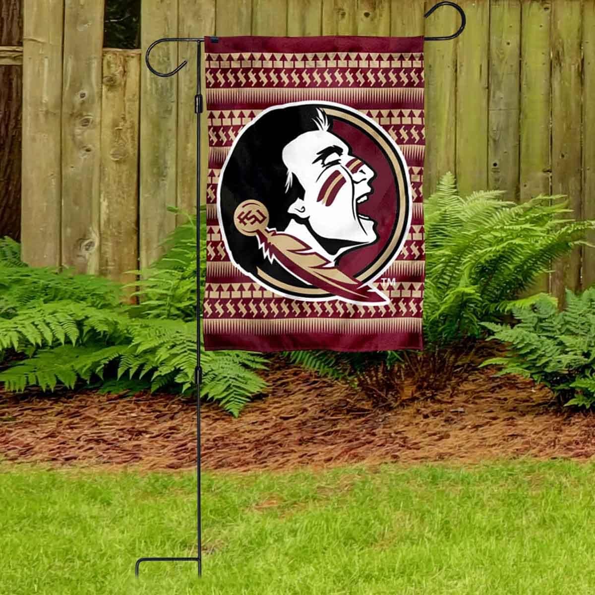 Florida State FSU Noles Pattern Garden Banner Flag with Stand Pole Holder - Image 3