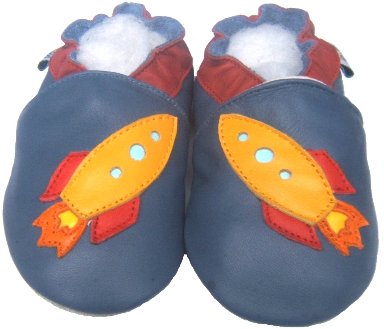 Soft Sole Leather Baby Shoes Infant Toddler Child Kid boy Crib Shoes Rocket Blue (0-6month, Blue)