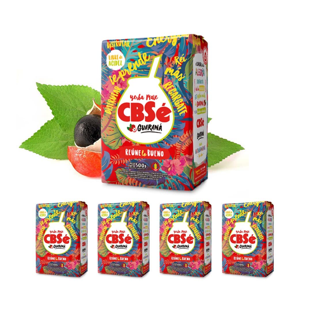 Pack de Yerba Mate Cbse con guaraná de 500g - 4 Unidades - Total 2 Kg de Yerba Mate