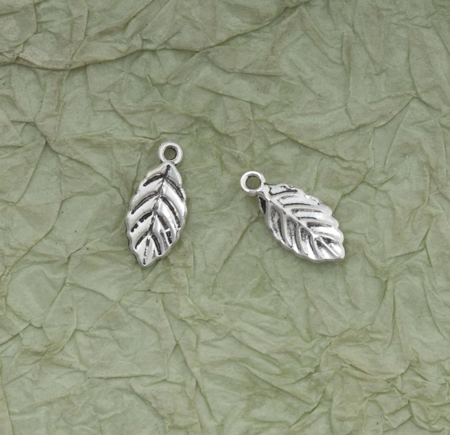 50 Pcs Leaves Charms for Jewelry Making 1.5 X 0.7 cm Small Cute Pendants for DIY Crafting Project Necklace Bracelet Earring Christmas Hanging Decoration Supplies - Image 6