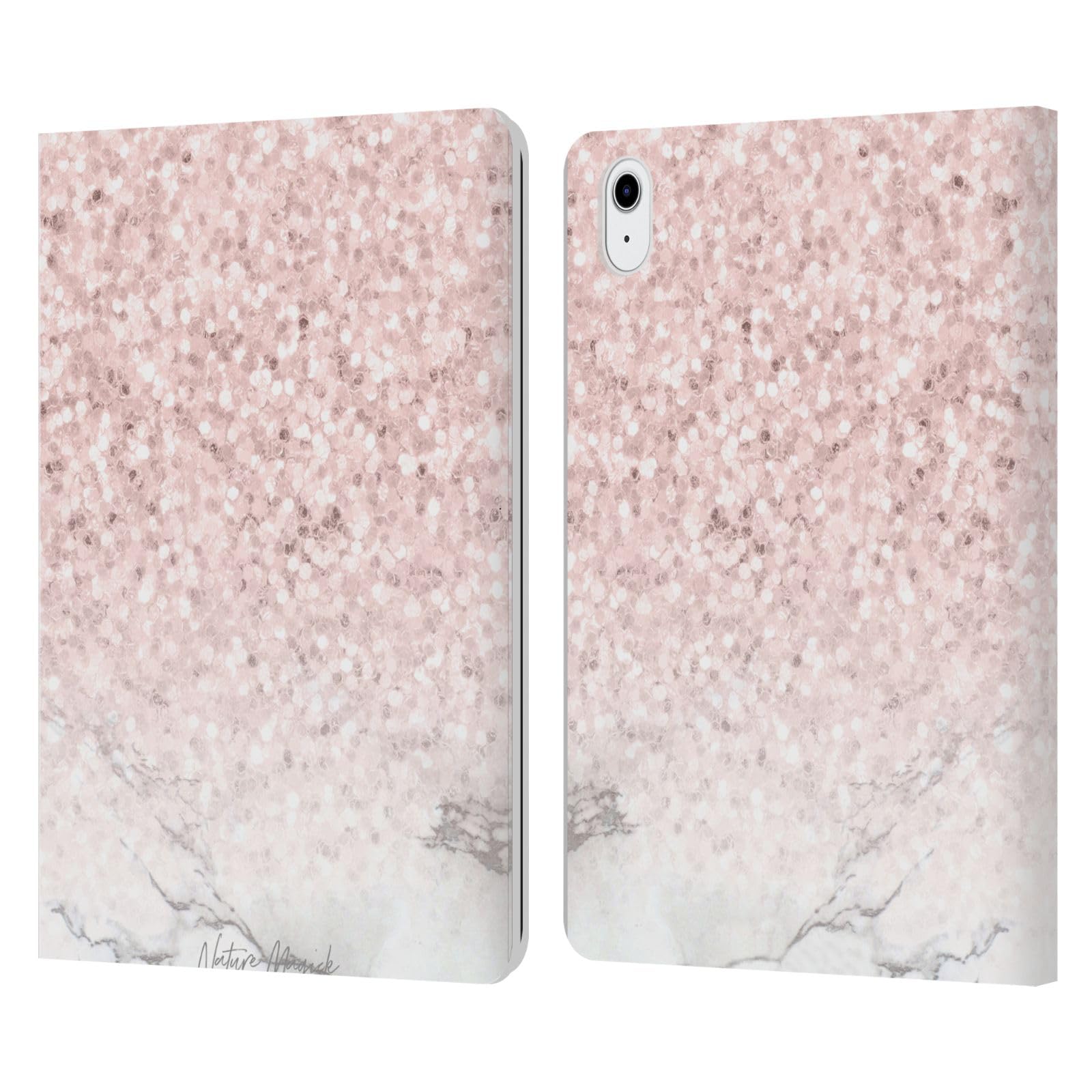 Coque iPad Air protégeant l'écran avec motif marbre rose pailleté