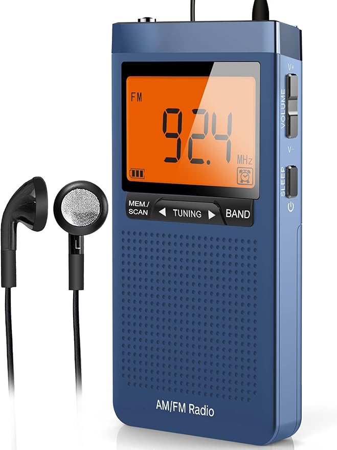 AM FM Portable Radio Pocket Radio with Best Reception,Transistor Radio with Big Digital Screen