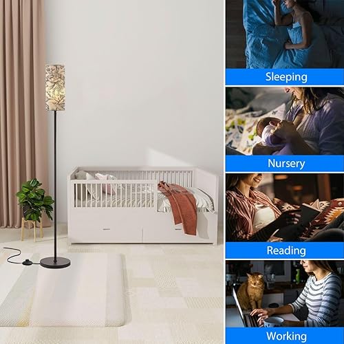 Miniatura 5 de Lámparas de pie modernas patrón pájaros flores flores para envolver teléfono tela textil minimalista lámpara de pie lámpara de poste de metal con