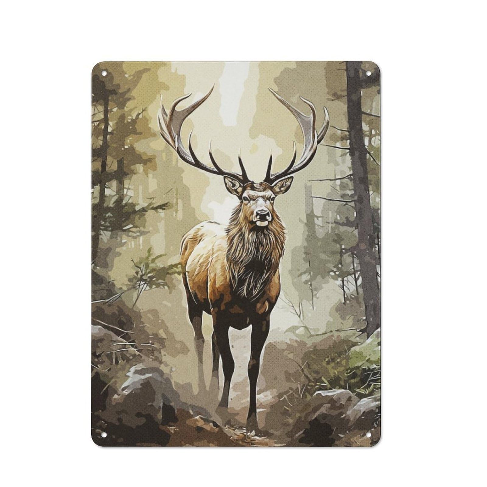 Junmoney Deer Wild For Garden Room Or Summerhouse, Rustic Tin Sign 40X30cm, Tin Sign Wall Decor For Garden Rooms And Summerhouses