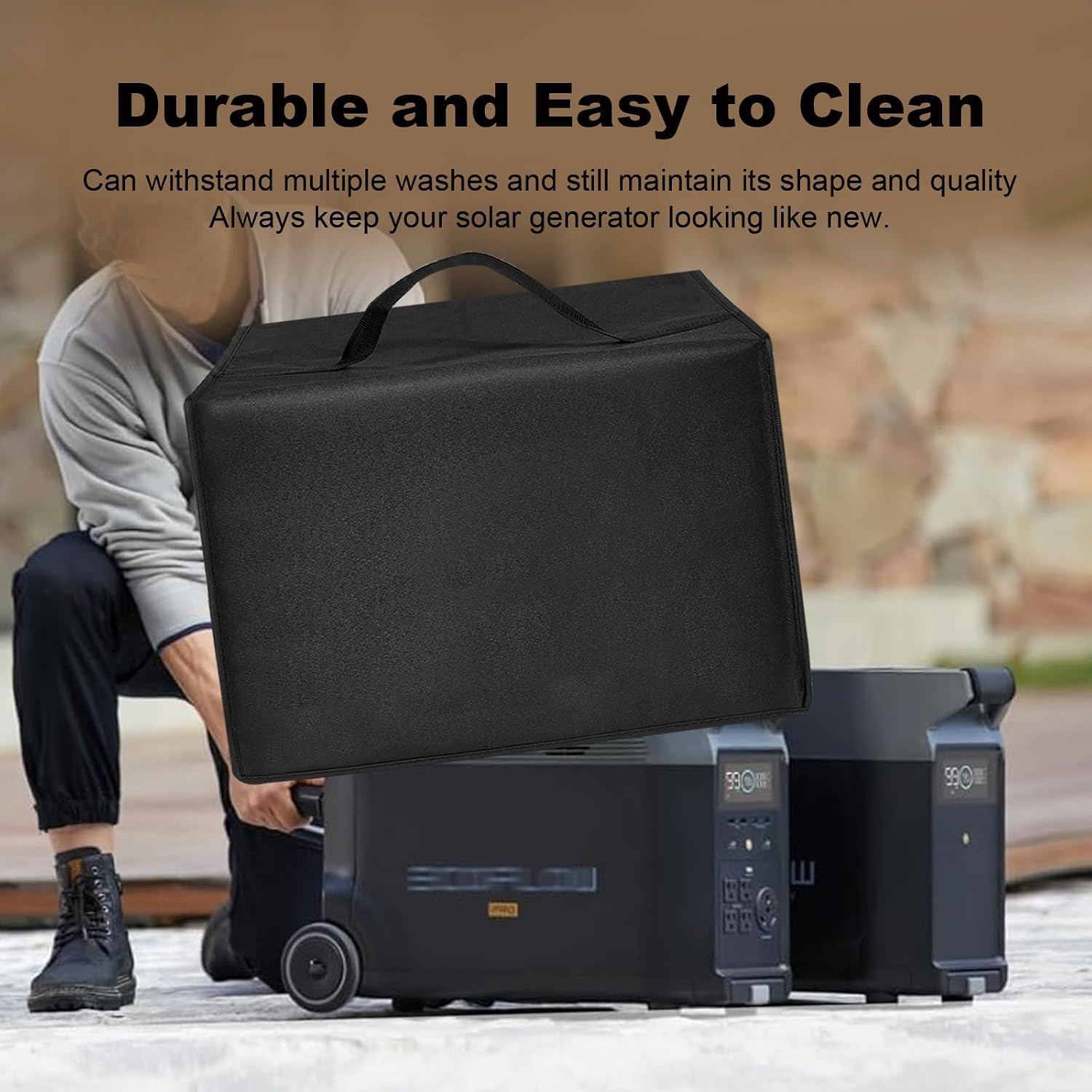Power Station Dust Cover Heavy Duty Waterproof Anti-static Nylon Case for EF ECOFLOW Portable Power Station DELTA Pro EFD500 /400W Portable Solar Generator,Outdoors Camping Cover for Home Use (Black)