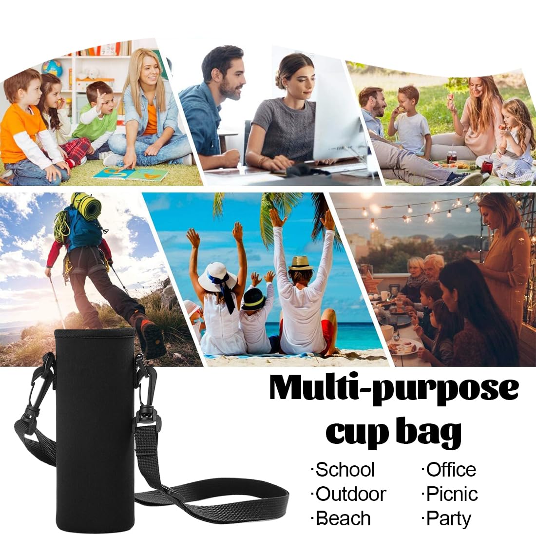 JEYORZY Borsa in Neoprene per Borraccia con Tracolla, Portatili Custodia Protettiva Bottiglia d'Acqua, per Viaggio ed Escursionismo, 1500ML - Porta Bottiglia Acqua, Protezione Bottiglia, 1 Pezzo