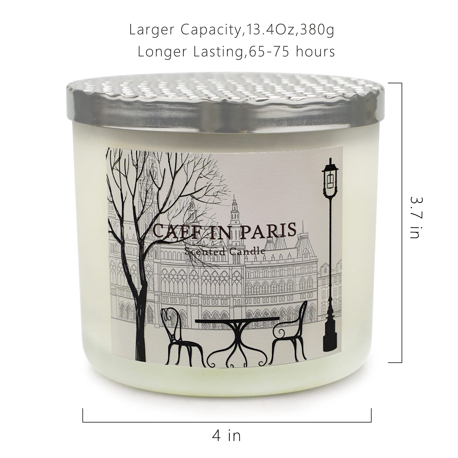 Candela Profumata 3 Stoppini Candela in Giara Grande 14 oz Cera di Soia con Oli Essenziali Caffè e Latte per Profumo per la Casa Set Regalo per Donna Fino a 75 ore Candela per Aromaterapia