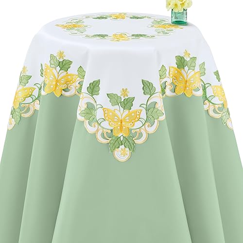 Collections Etc Embroidered Butterfly Leaf Table Linens