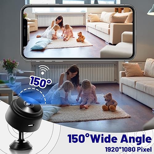 Miniatura 3 de Mini cámara de seguridad tarjeta SD de 64G incluida cámara WiFi HD 1080P para interiores y exteriores para bebémascotasniñera cámara IP visión