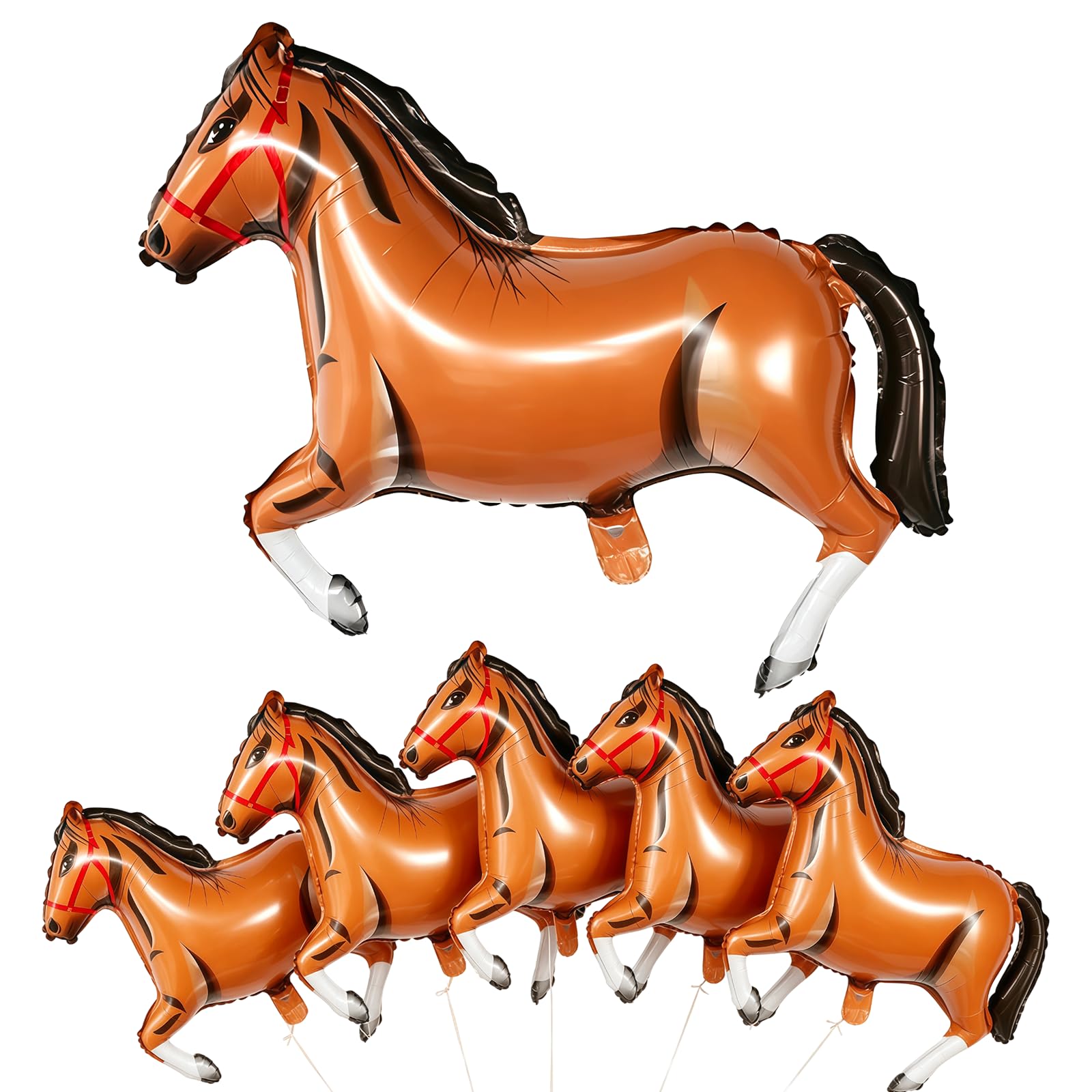 JUFYVO 6 Pieces Horse Animal Foil Balloon Cowboy Cowgirl Party Supplies Foil Running Horse-Shaped Inflatable Helium Themed Decor Gift for Party Decorations