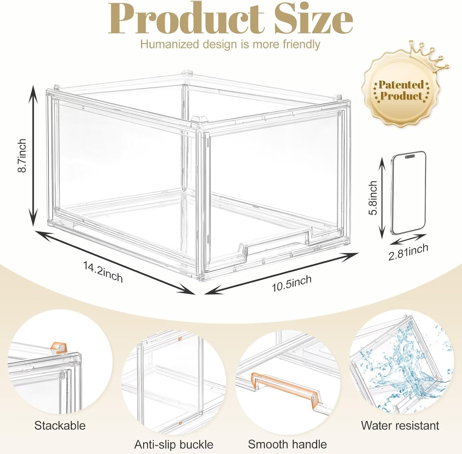 AZ.MIFENO Large Stackable Storage Drawers,Clear Thickened Drawer Organizers with Pull-Out Drawer for Skincare,Cosmetics, Ideal for Closet,Bathroom,Kitchen Undersink,Cabinet,Toy Organization (2 Packs)