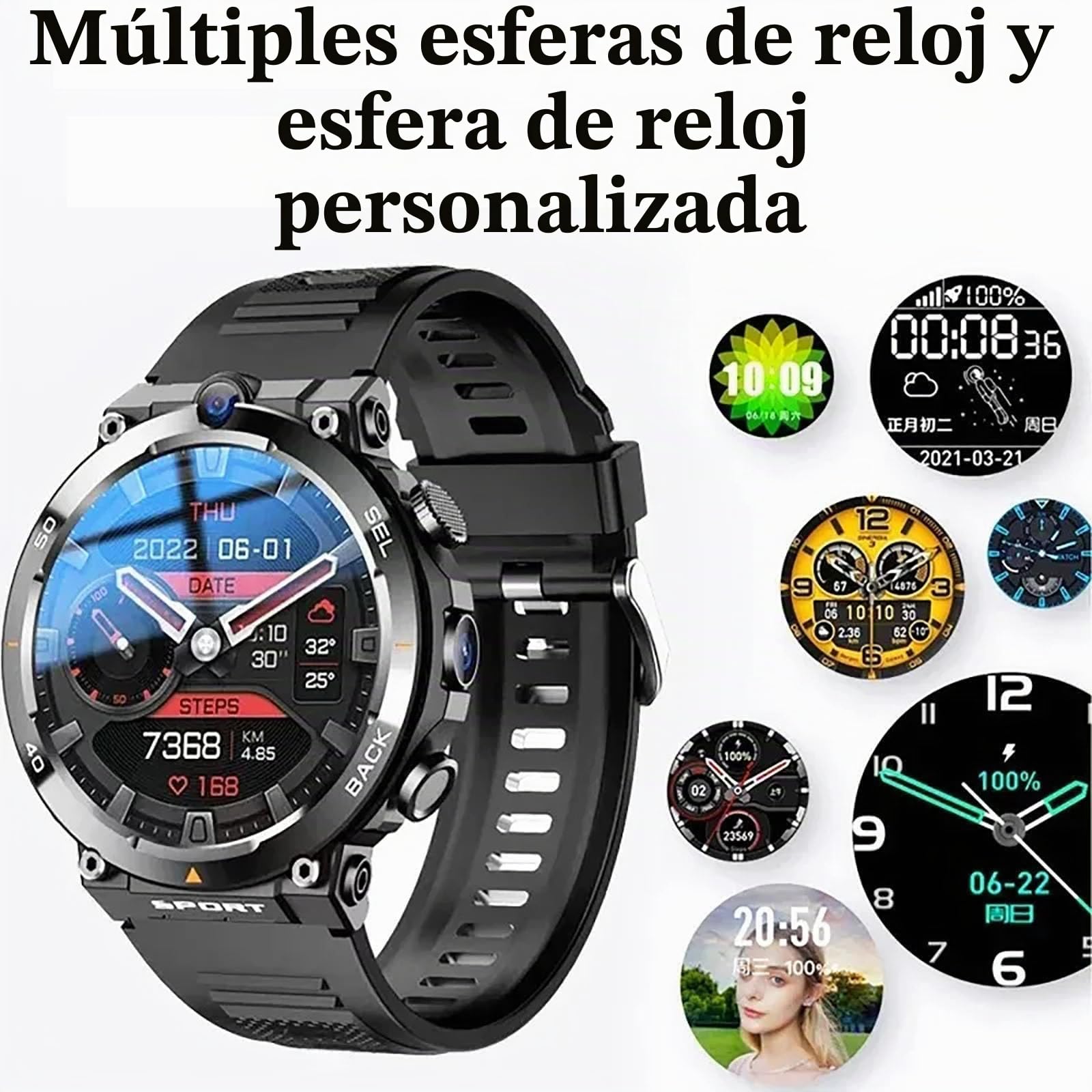 Reloj Inteligente Para Responder/Hacer Llamadas, Reloj Inteligente Con Tarjeta SIM 4G, Con Pantalla Redonda De 1,39", Cámaras Duales Frontales/Laterales, IP67 a Prueba De Agua, Posicionamiento NFC