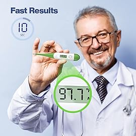 Boncare 10 Seconds Oral Thermometer for Adults and Kids - Accurate & Safe Rectal Thermometer for Baby with Fever Alarm, Digital Thermometer (Green)