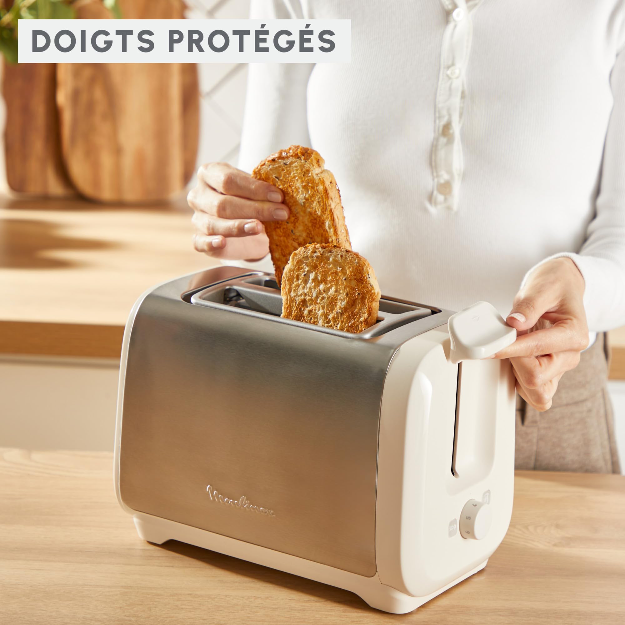 Image secondaire de Grille-pain Subito 2 fentes avec chauffe-viennoiseries - Moulinex Inox Beige
