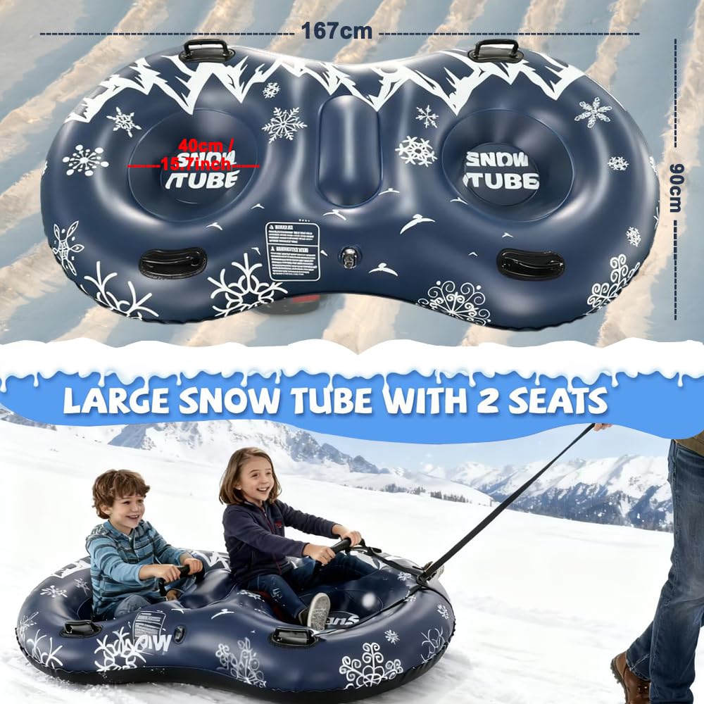 Trineos Inflables JanTeelGO 167cm Doble Jinete para Adultos Pesados con Línea de Remolque