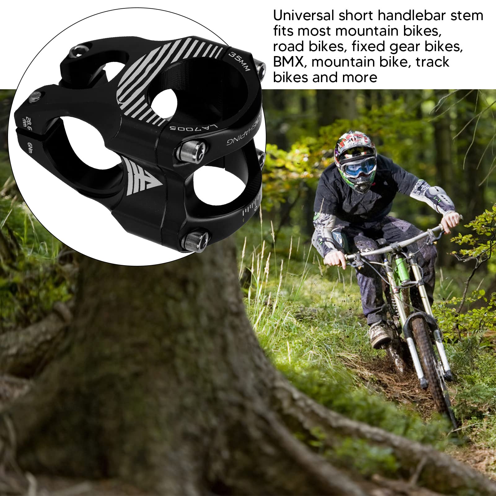 Montage Facile Vis Allen Potence VTT Courte Azarxis 31.8mm - Alliage Aluminium Léger 124g - Pour Vélo Route, MTB, BMX - Montage Facile Diamètre 31.8mm 28.6mm