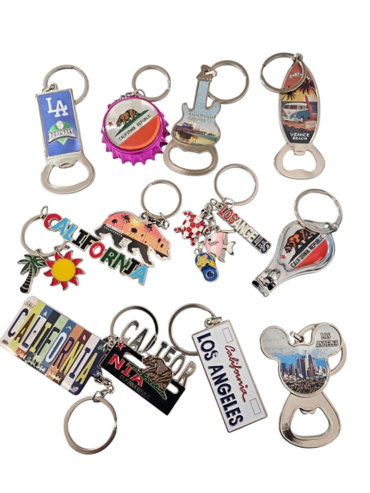 CLGIFT Los Angeles Souvenir Keychains, Set of 12, I Heart LA Keychains, I Heart Los Angeles Keychains