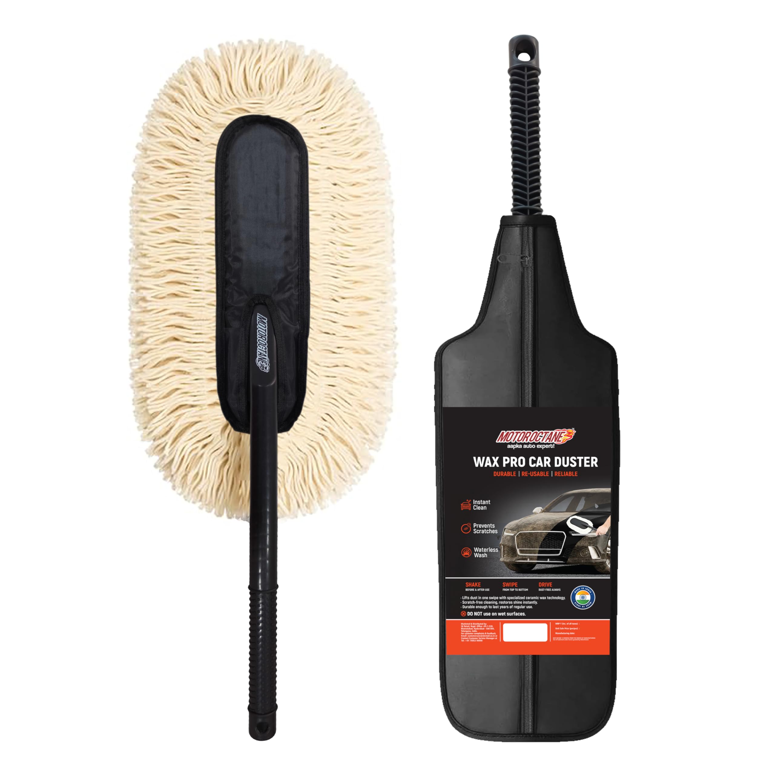 Wax Pro Car Duster | Wax-Coated Microfiber | Lint-Free & Scratch-Free Cleaning | Waterless Wash | Car Dust Cleaner | Easy Grip Long Handle-image-17