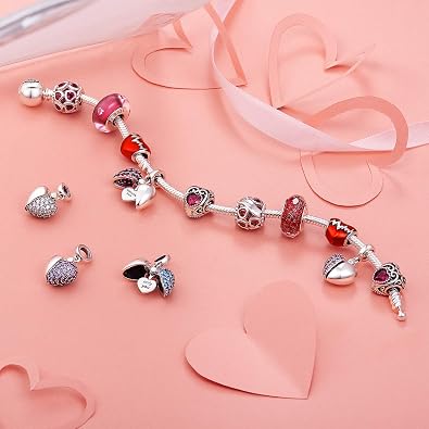NINGAN I Love You Dangle Charm Love Heart Pendant Bead for Women Wife Girlfriend with 5A Cubic Zirconia for Charm Bracelets 925 Sterling Silver