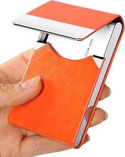 JuneLsy Leather & Metal Magnetic Card Case (Orange)